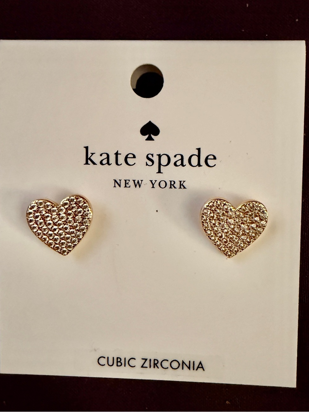 kate spade New York Gold Heart Cubic Zirconia Stud Earrings NWT